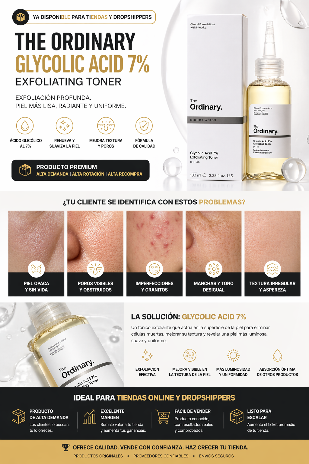 The Ordinary TÓNICO FACIAL BRILLO Y UNIFORMIDAD + ENVÍO GRATIS